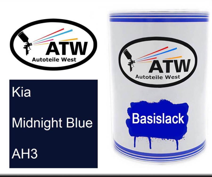 Kia, Midnight Blue, AH3: 500ml Lackdose, von ATW Autoteile West.